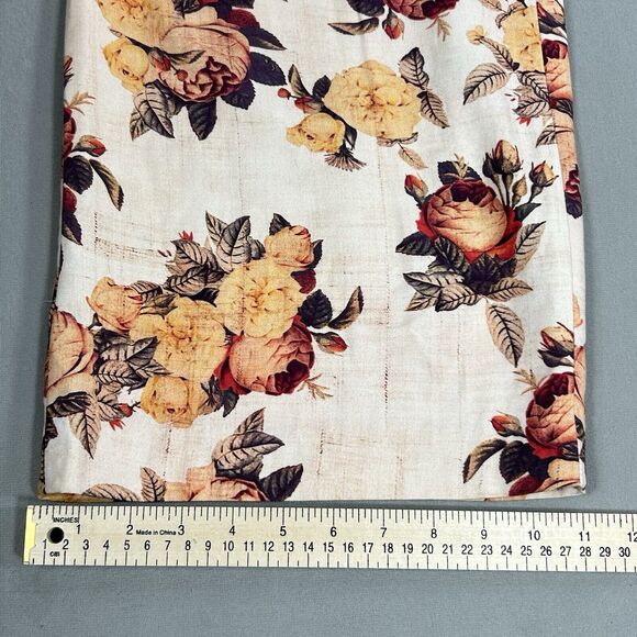 Peruvian Connection Pants Women 10 Cream Wide Leg Preppy Boho Cottagecore Floral - Picture 8 of 13